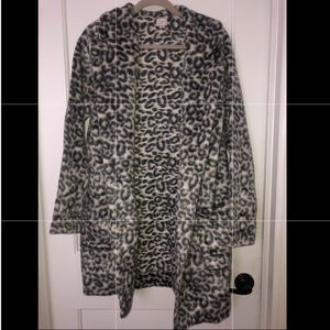 Cheetah print grey open coat